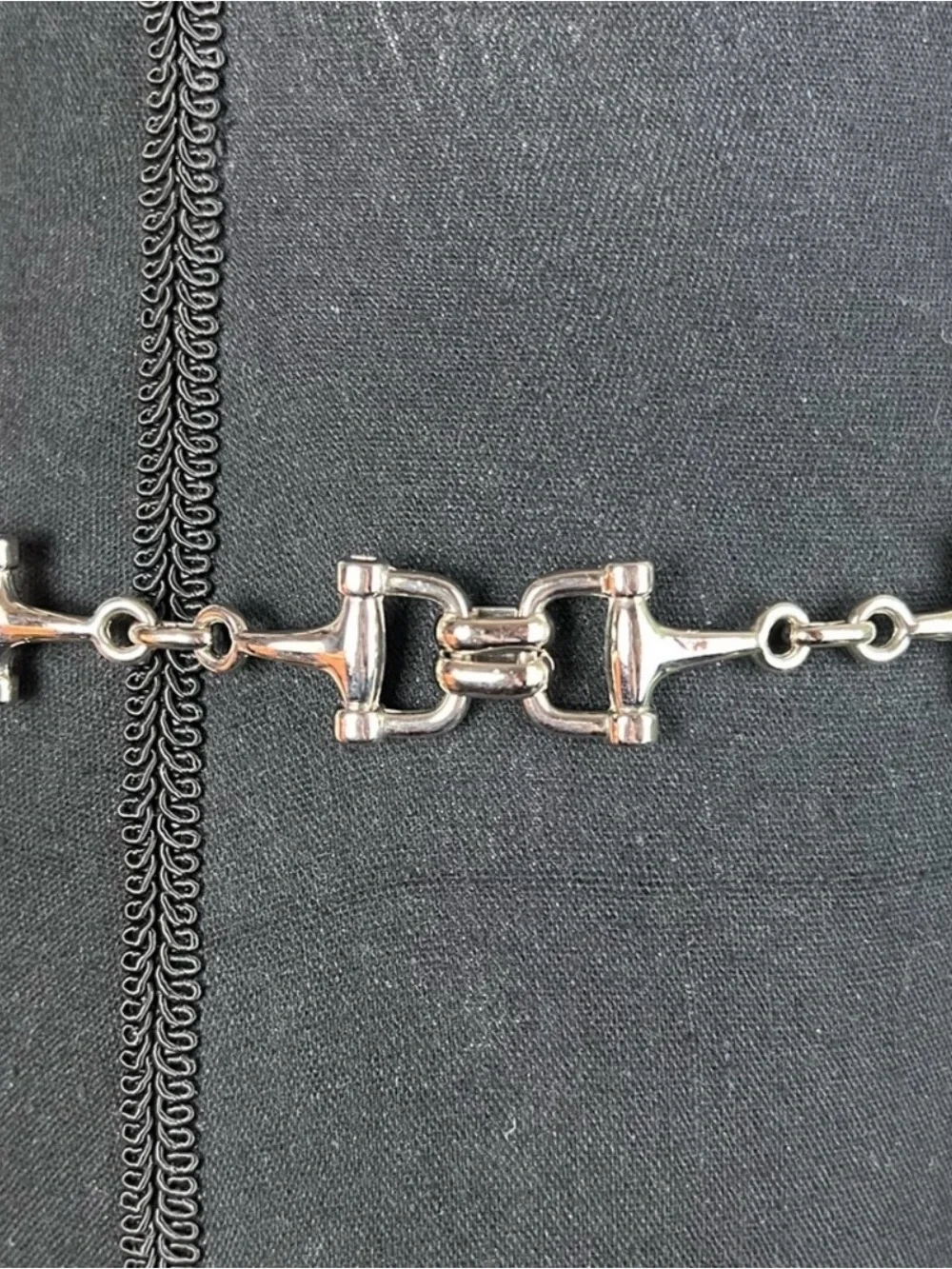 ESCADA Women’s Silver Tone Adjustable Equestrian Chain Link Horse Bit Belt